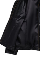 Hannah Women's Black Collar Fur Oversize Leather Coat | Derimod