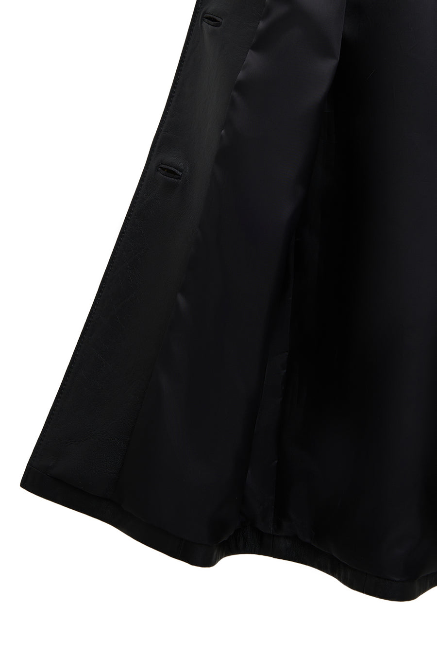 Selena Women's Black Collar Fur-Trimmed Leather Trench Coat