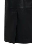 Selena Women's Black Collar Fur-Trimmed Leather Trench Coat | Derimod