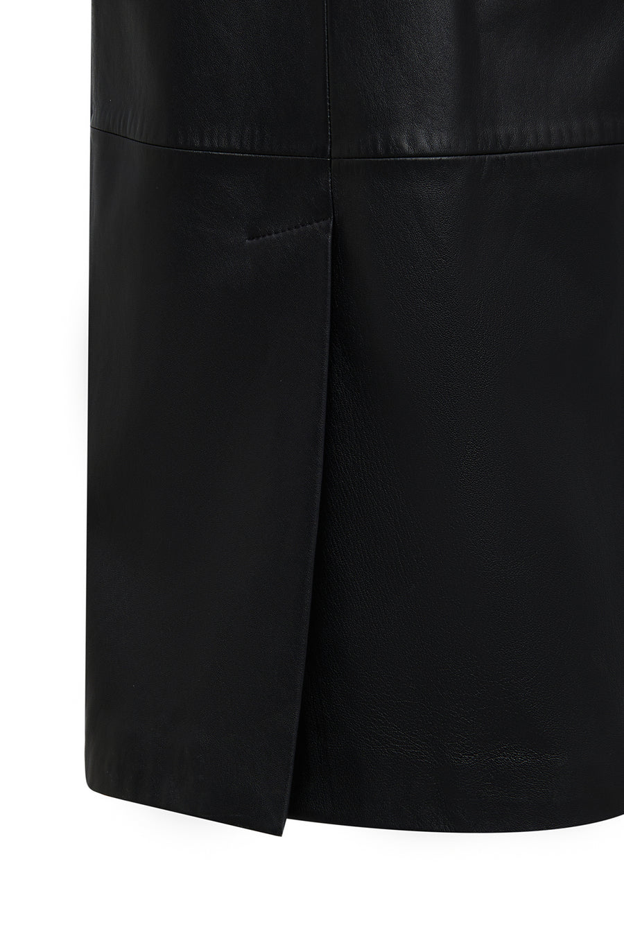 Selena Women's Black Collar Fur-Trimmed Leather Trench Coat