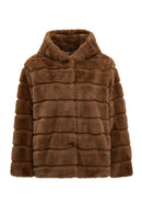 Vienna Women's Mustard Hooded Teddy Jacket | Derimod