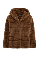 Vienna Women's Mustard Hooded Teddy Jacket | Derimod