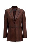 Barbara Women's Brown Blazer Leather Jacket | Derimod