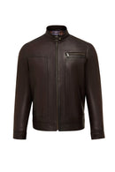 Felibe Men Brown Leather Jacket | Derimod