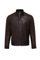 Felibe Men Brown Leather Jacket | Derimod