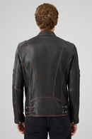 Leonard Erkek Kahverengi Vintage Slim-Fit Deri Ceket | Derimod