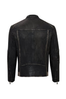 Barry Erkek Gri Hakim Yaka Slim-Fit Deri Mont | Derimod