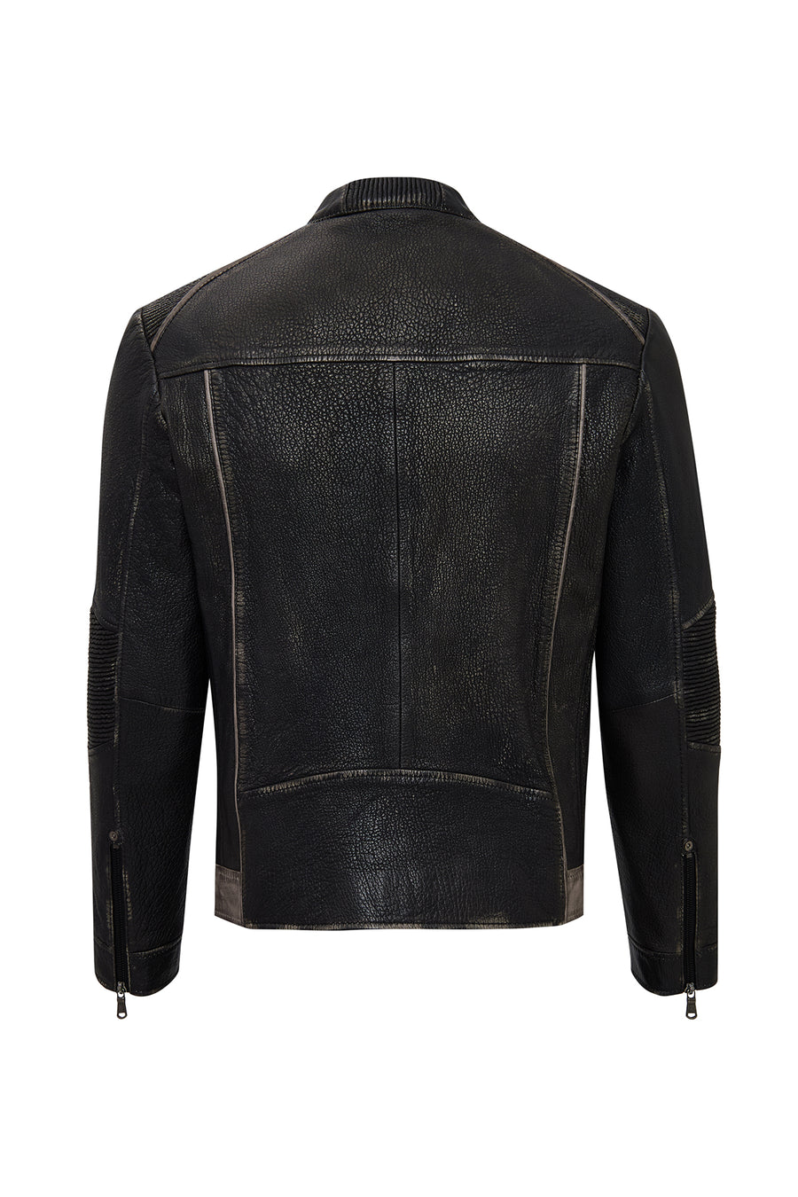 Barry Erkek Gri Hakim Yaka Slim-Fit Deri Mont