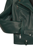 Egoist Woman Green Short Biker Leather Jacket | Derimod