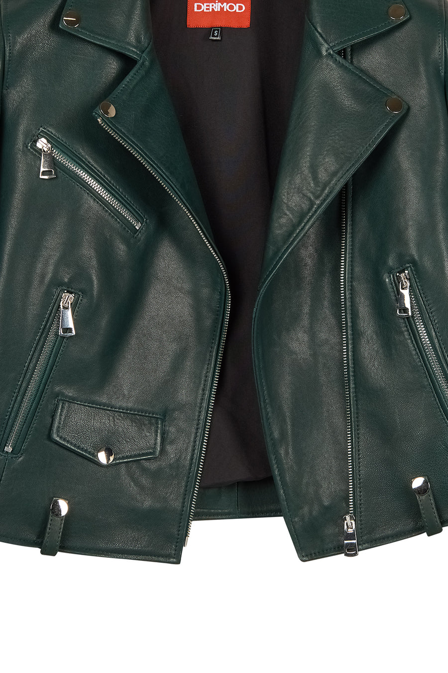 Egoist Woman Green Short Biker Leather Jacket