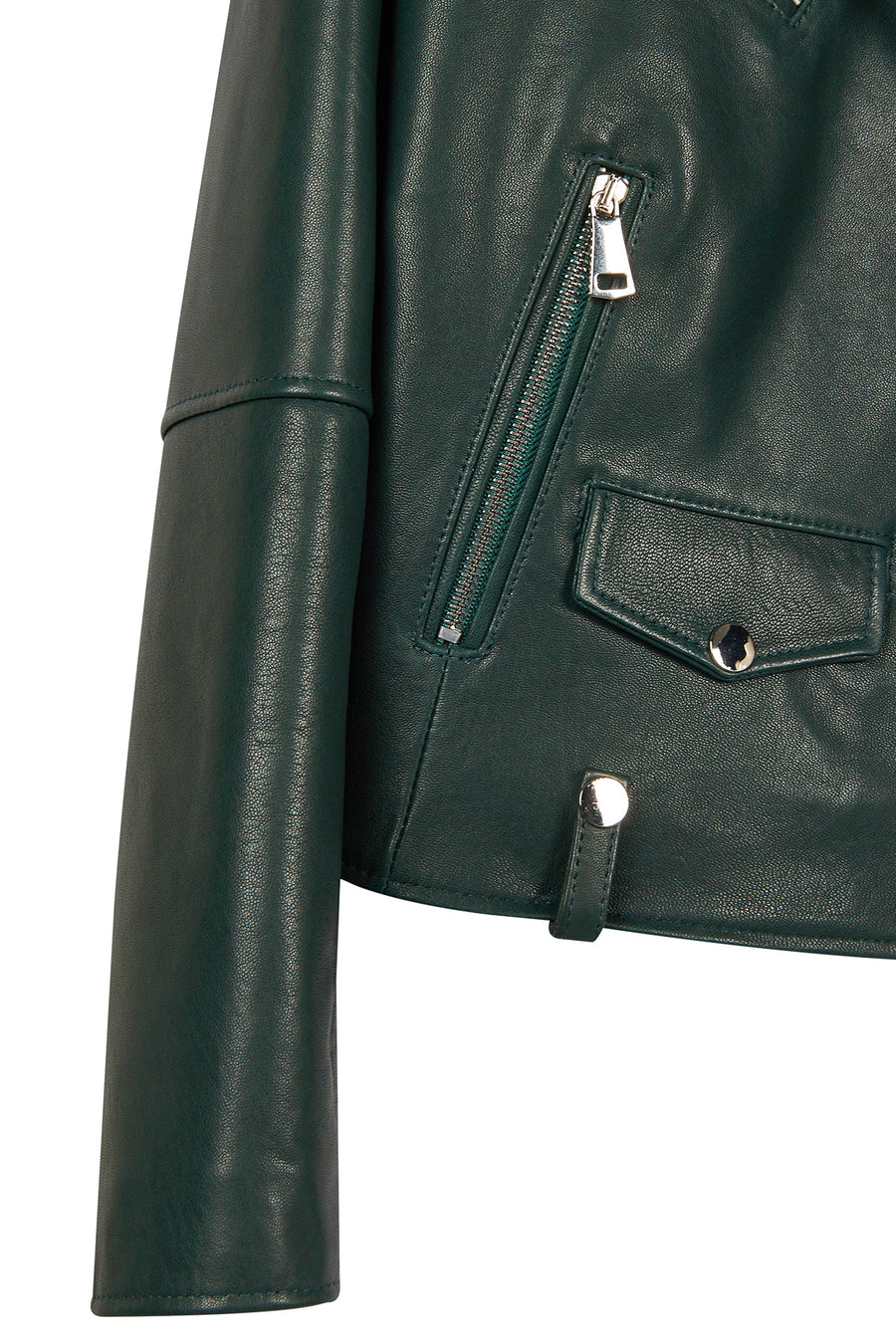 Egoist Woman Green Short Biker Leather Jacket