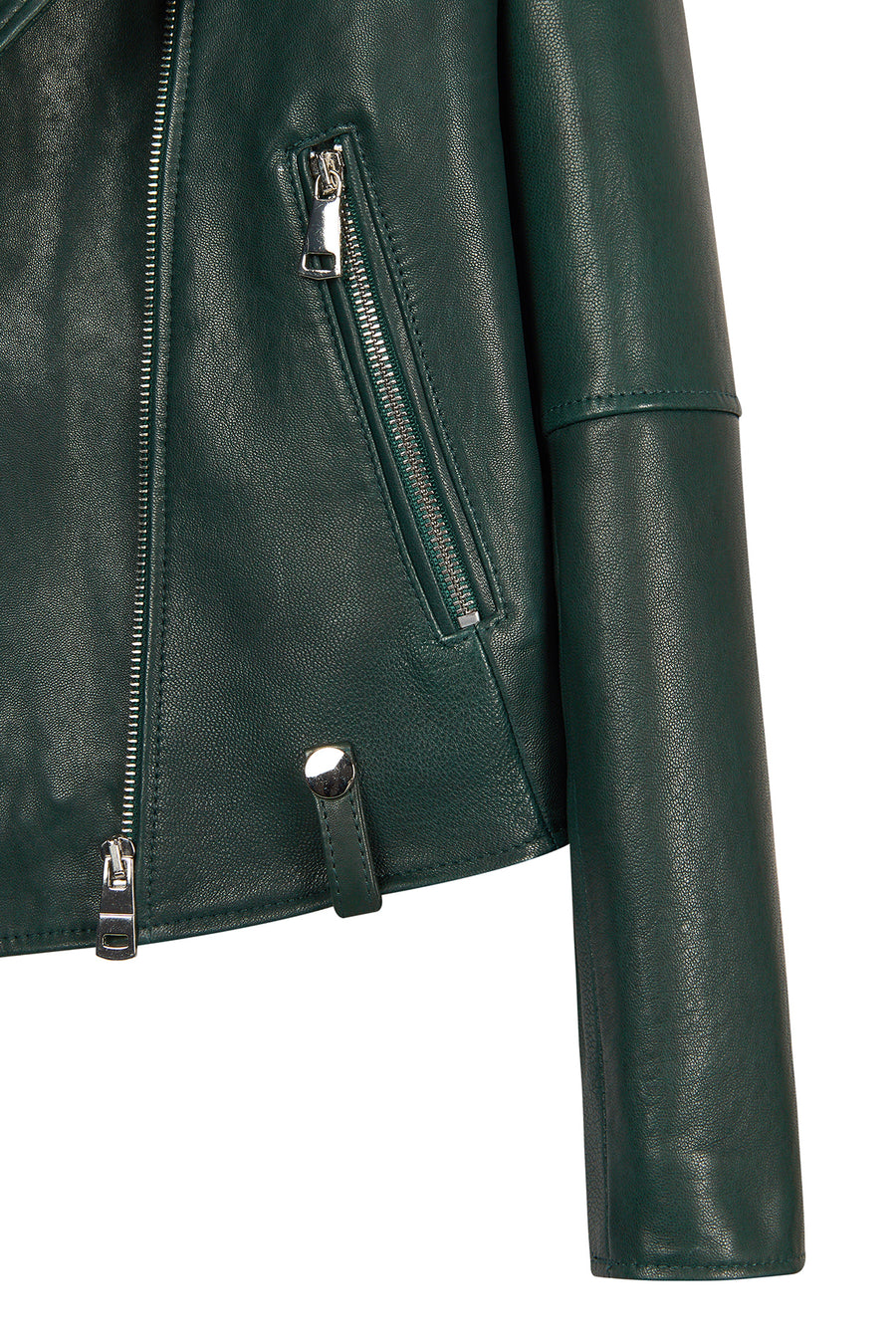 Egoist Woman Green Short Biker Leather Jacket