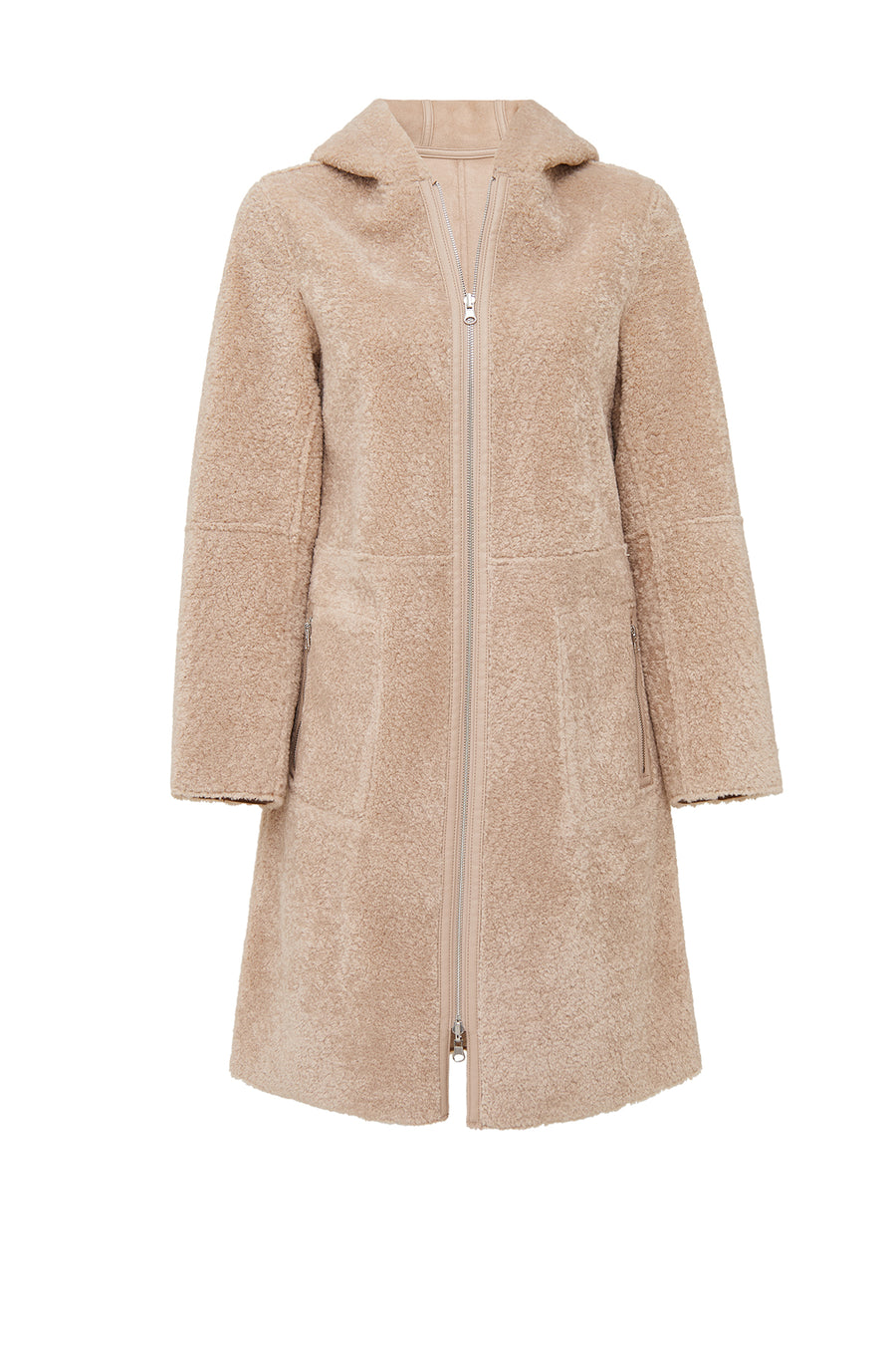 Fiorentini Women Beige Reversible Hooded Teddy Coat