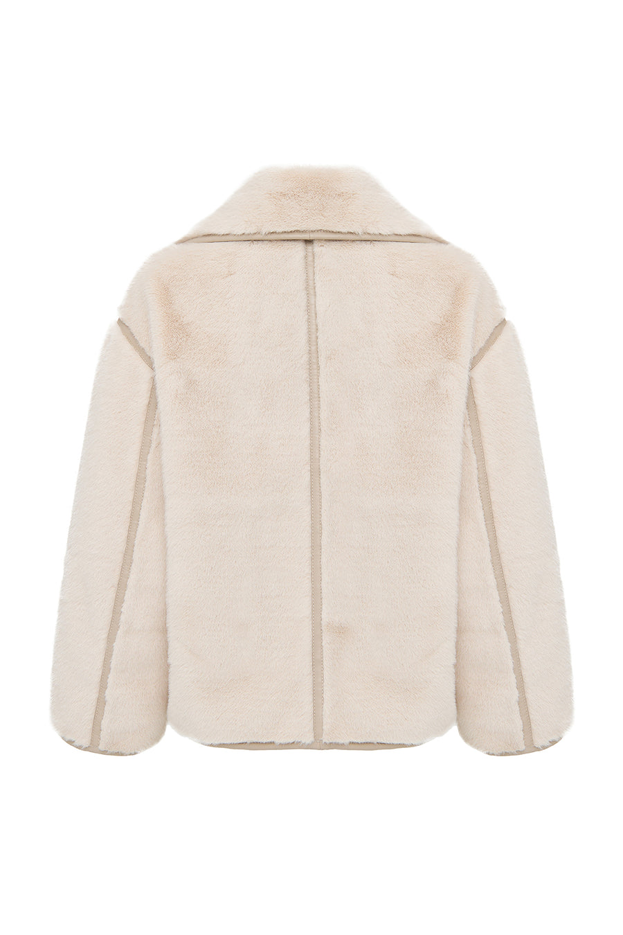 Malmö Kadın Bej Devrik Yaka Oversize Teddy Deri Mont
