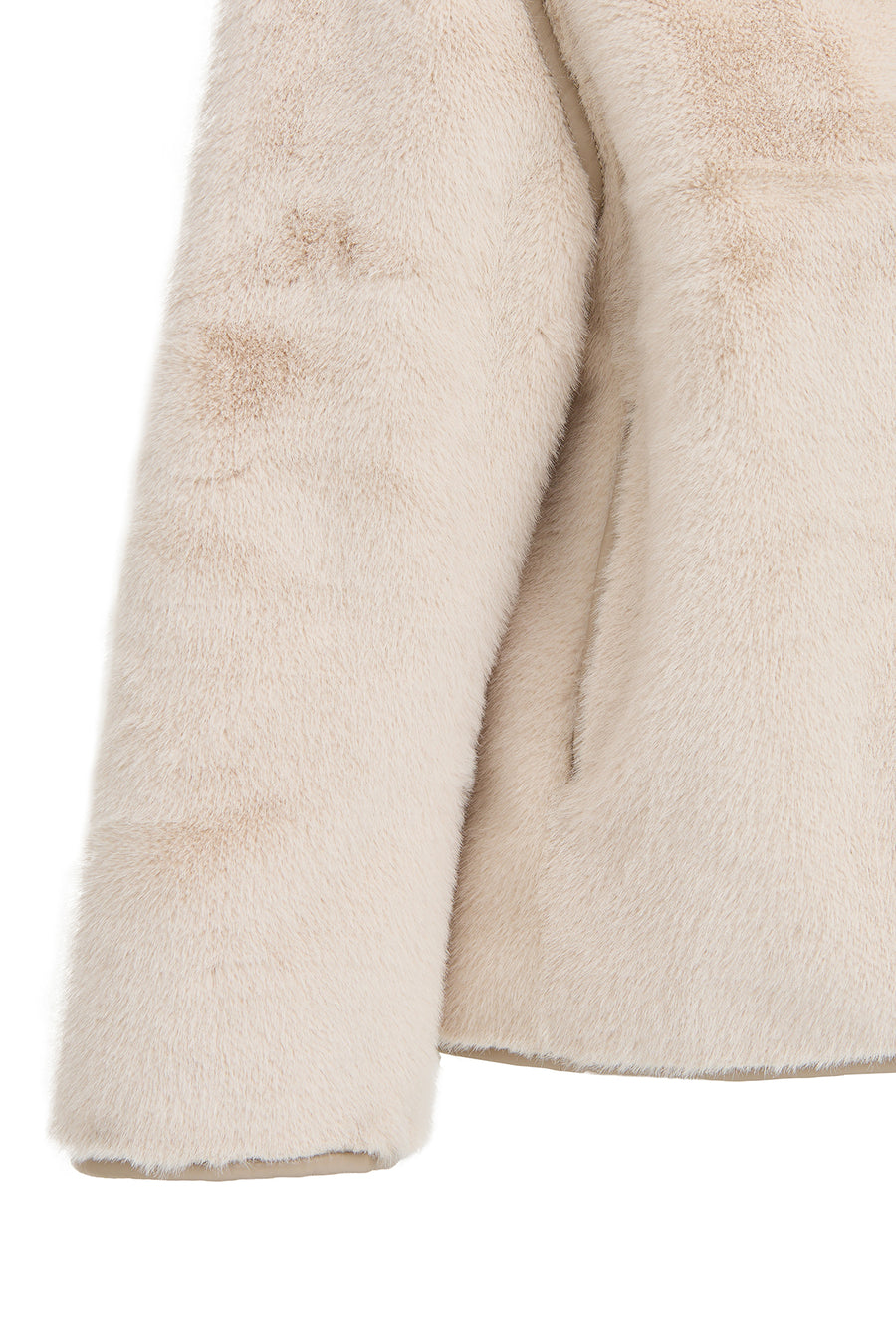Malmö Kadın Bej Devrik Yaka Oversize Teddy Deri Mont