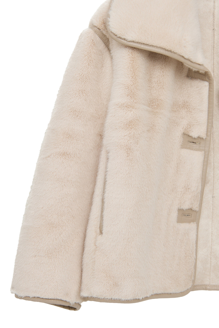 Malmö Kadın Bej Devrik Yaka Oversize Teddy Deri Mont