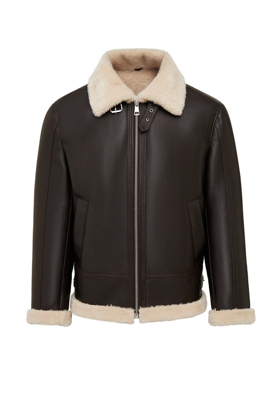 Bern Men's Brown Teddy Leather Jacket 25WGP6591FF | Derimod