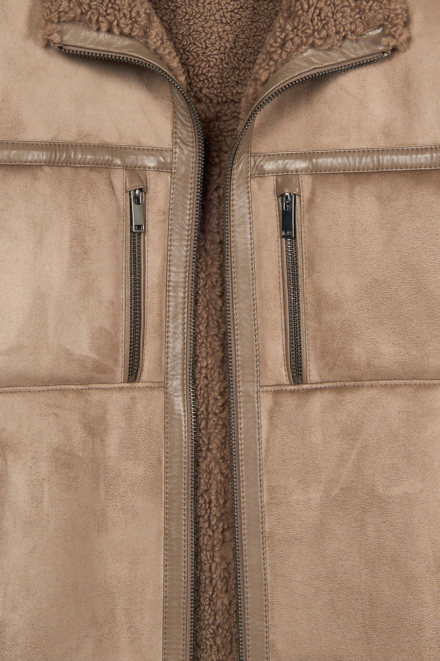 Gstaab Men's Beige Collar Teddy Coat