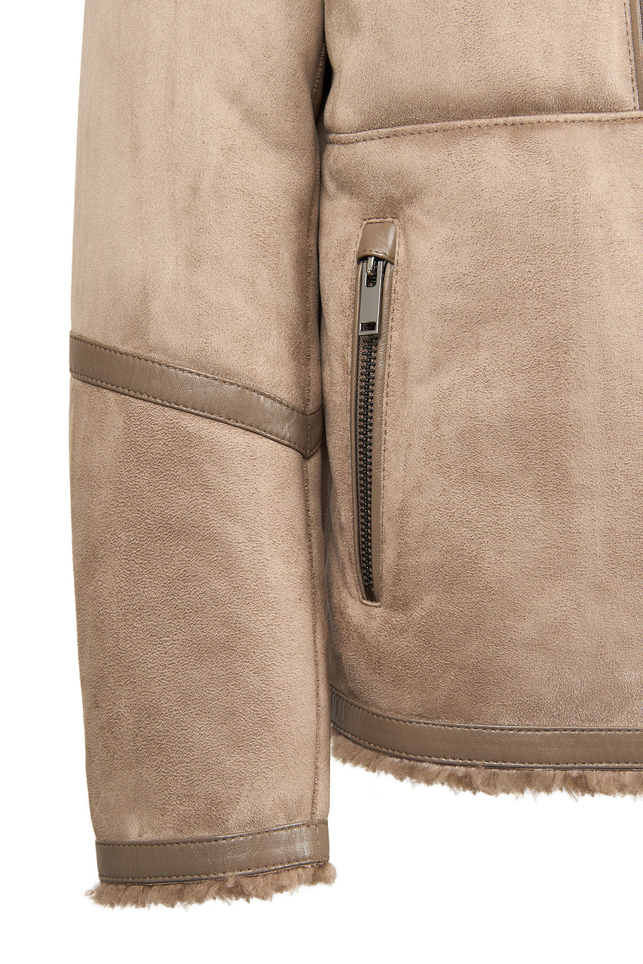Gstaab Men's Beige Collar Teddy Coat