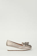 Bronze Wedge Heels Women's Leather Loafer | Derimod