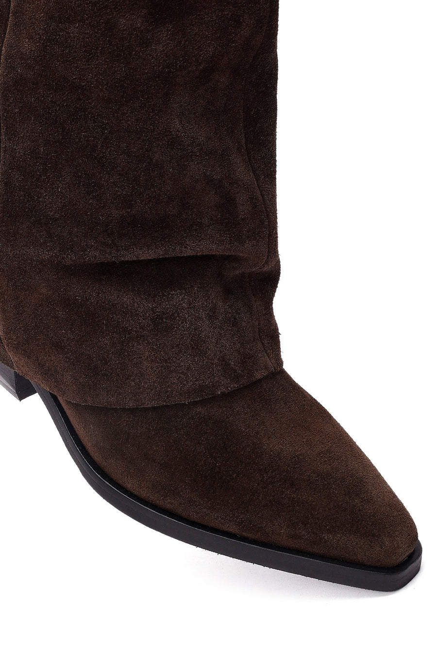 Woman Brown Chunky Heeled Suede Boots