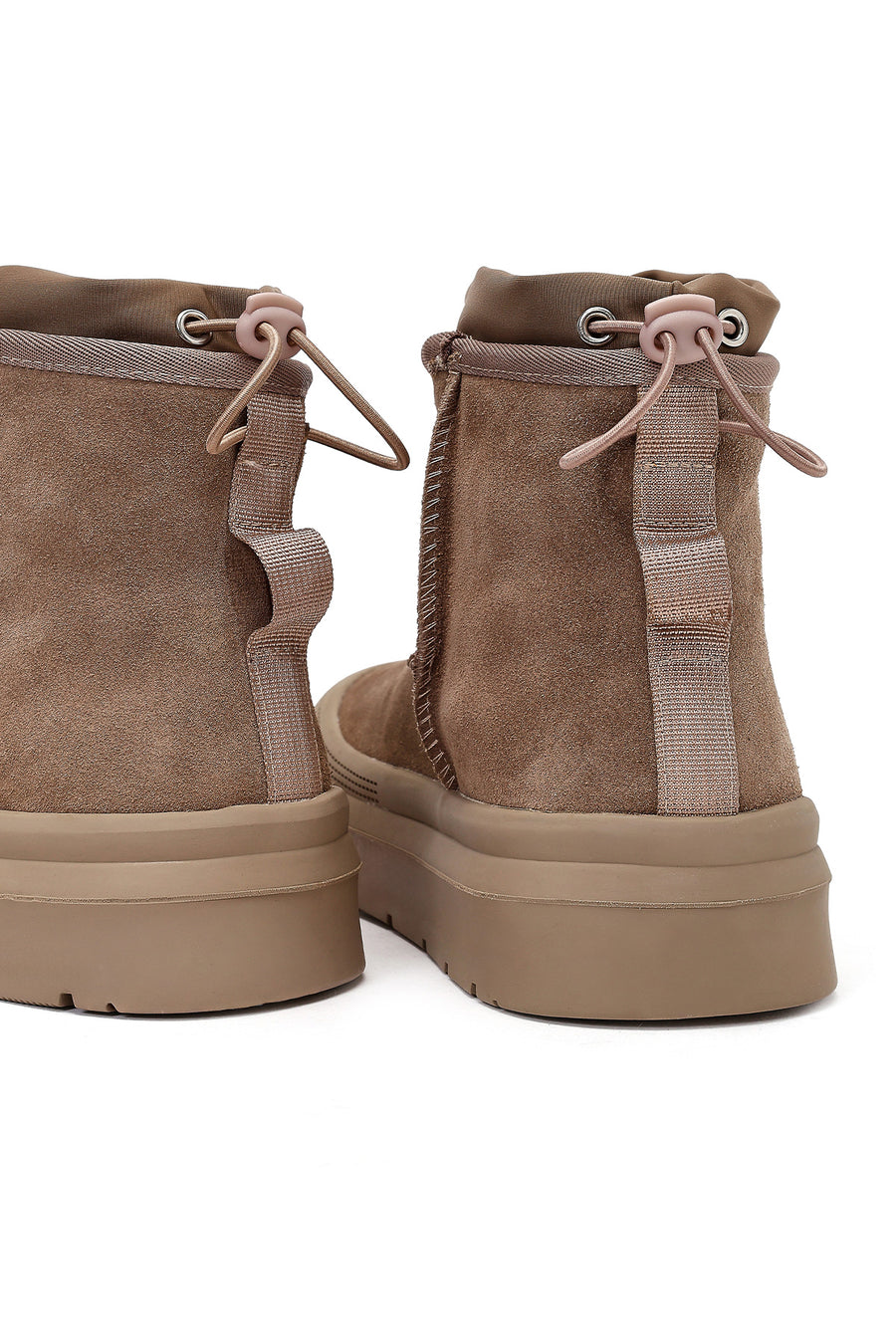 Women's Powder Pink Thick-Soled Suede Leather Teddy Boots