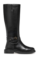 Geox Women Black D Serılda A - Smo.Lea Zippered Leather Boot | Derimod