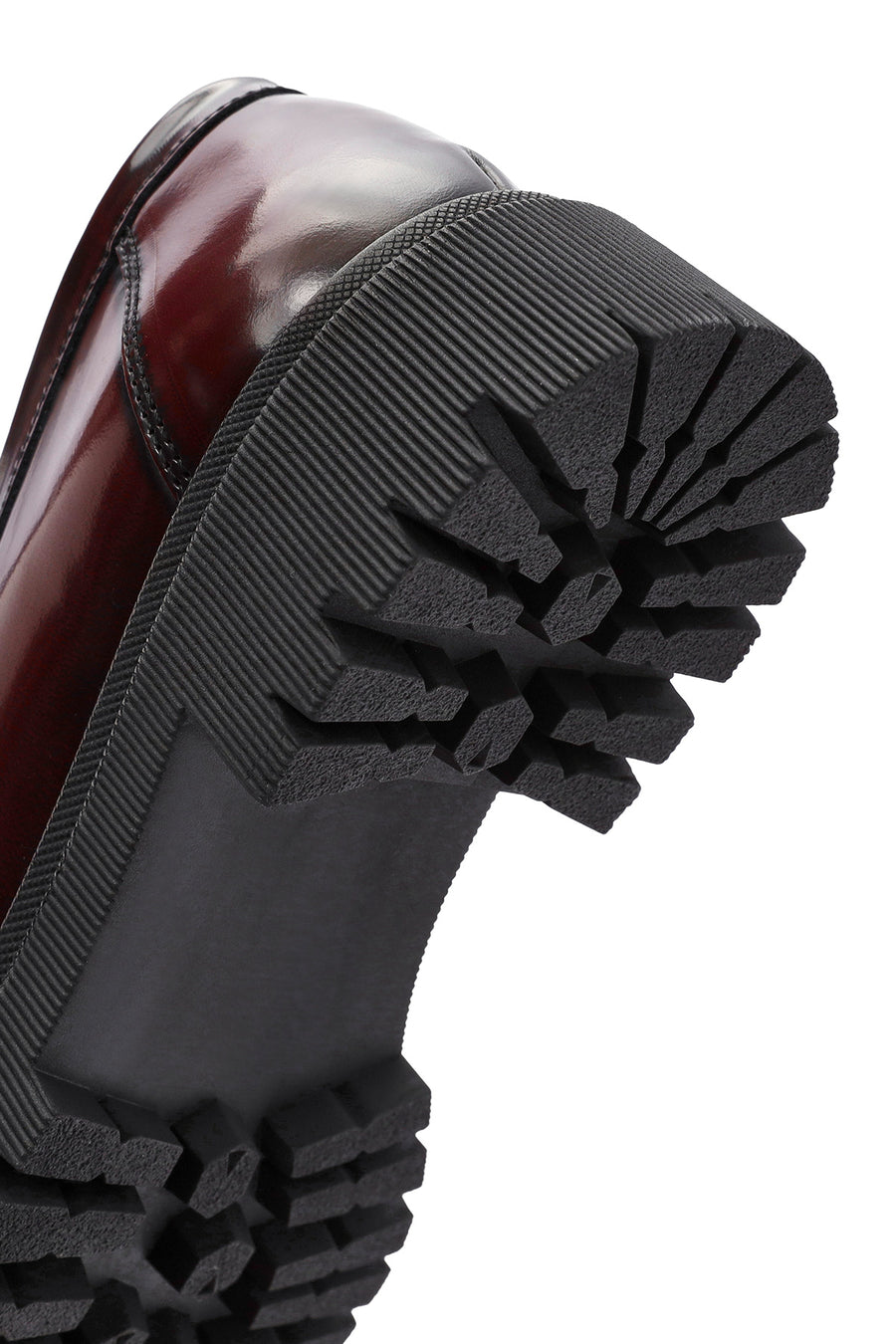 Women's Burgundy Thick-Soled Leather Loafer