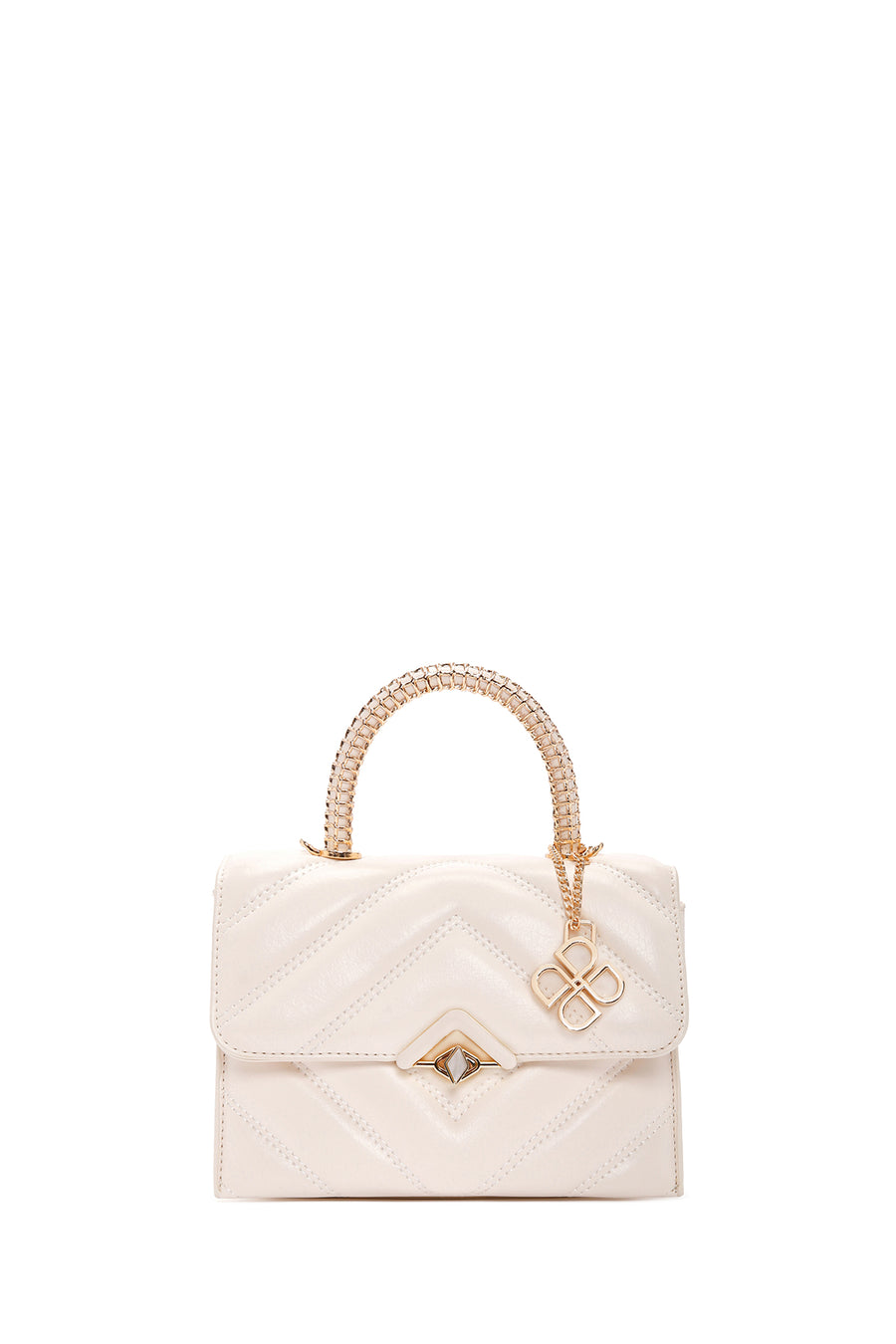 Women's Cream Long Strap Quilted Handbag