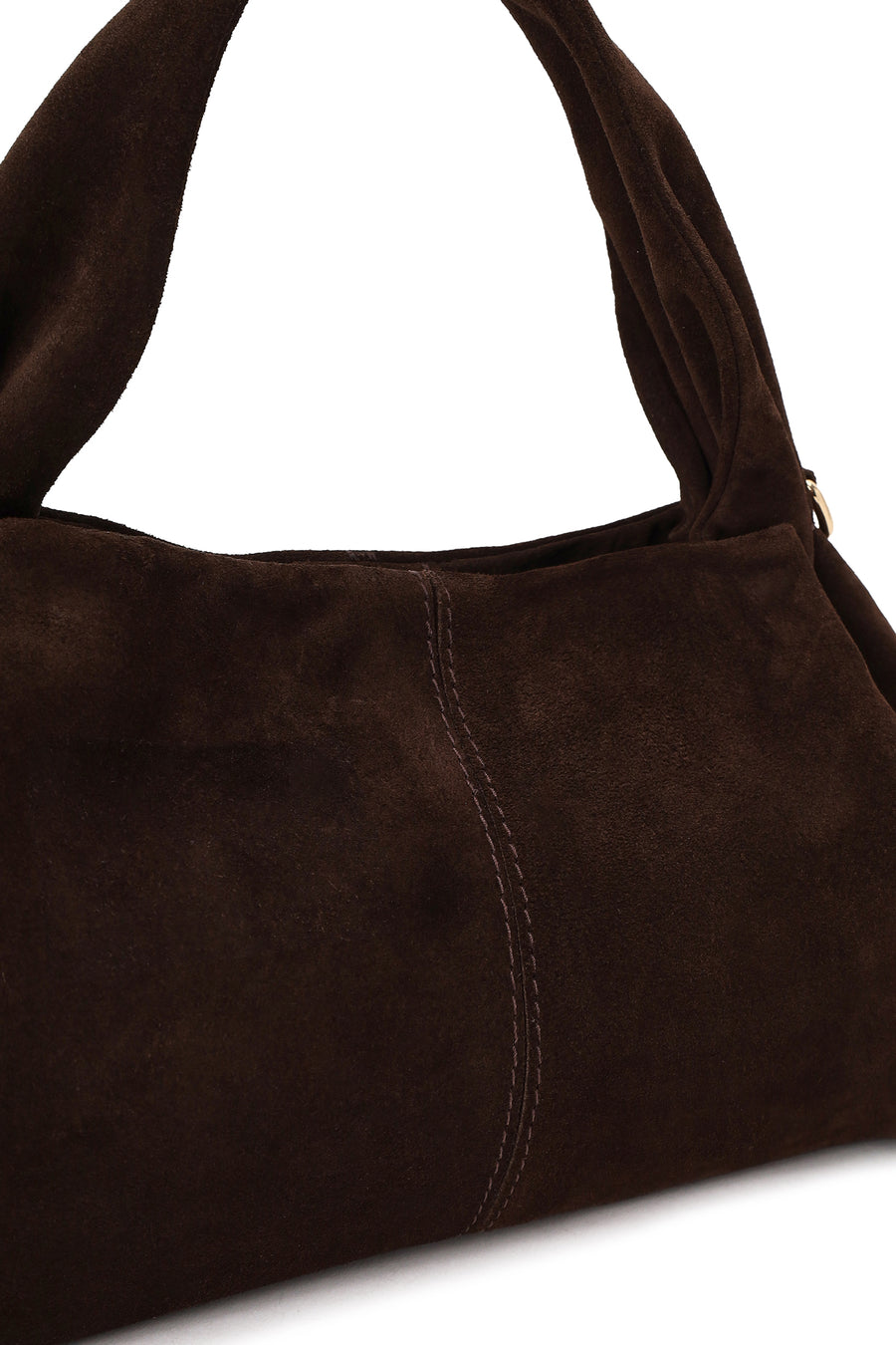 Woman Dark Mink Long Strap Suede Shoulder Bag