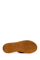 Woman Tan Suede Leather Slippers | Derimod
