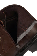 Men's Brown Zippered Thick-Soled Leather Boots | Derimod