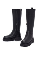 Women's Black Zippered Leather Boots | Derimod