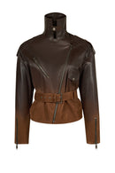 Soho Woman Brown Short Oversize Biker Suede Jacket | Derimod