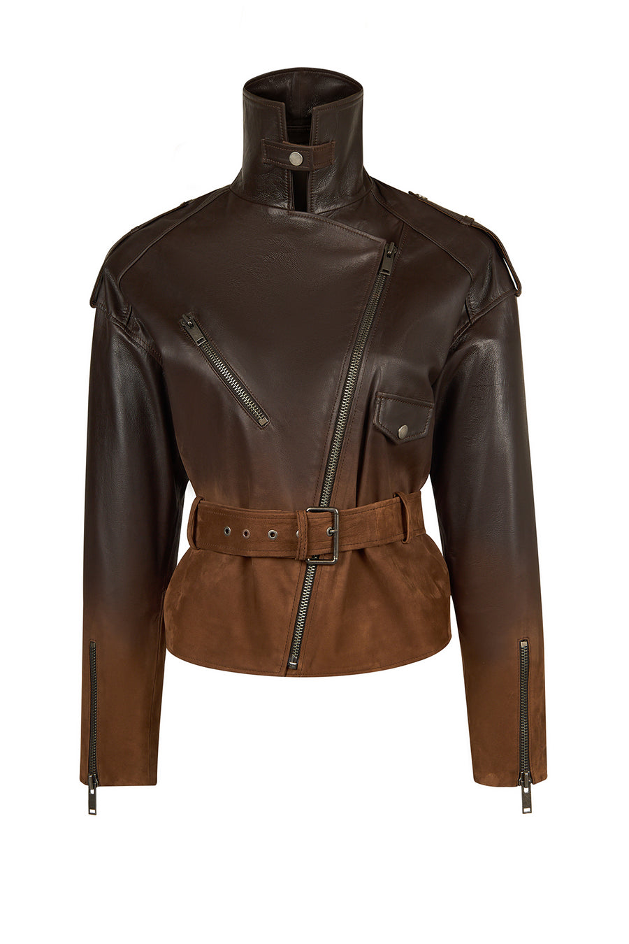 Soho Woman Brown Short Oversize Biker Suede Jacket