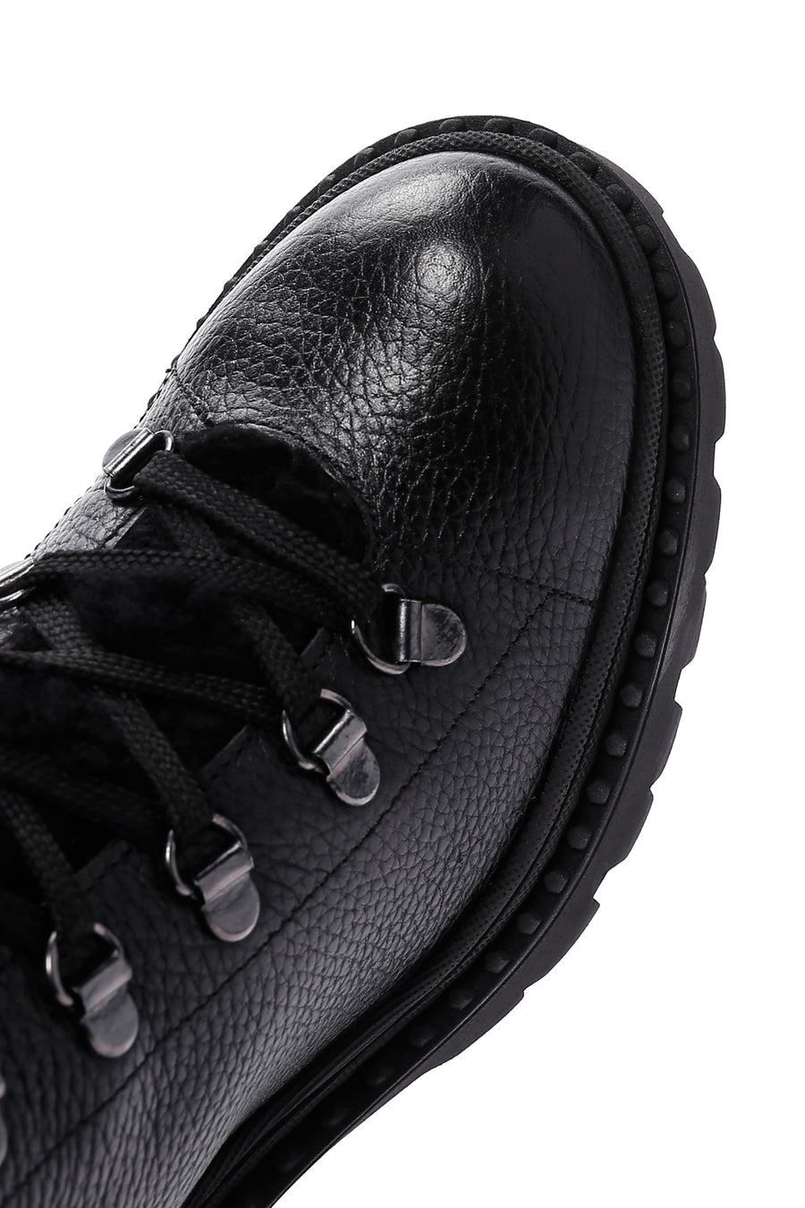 Women's Black Short Heeled Leather Boots