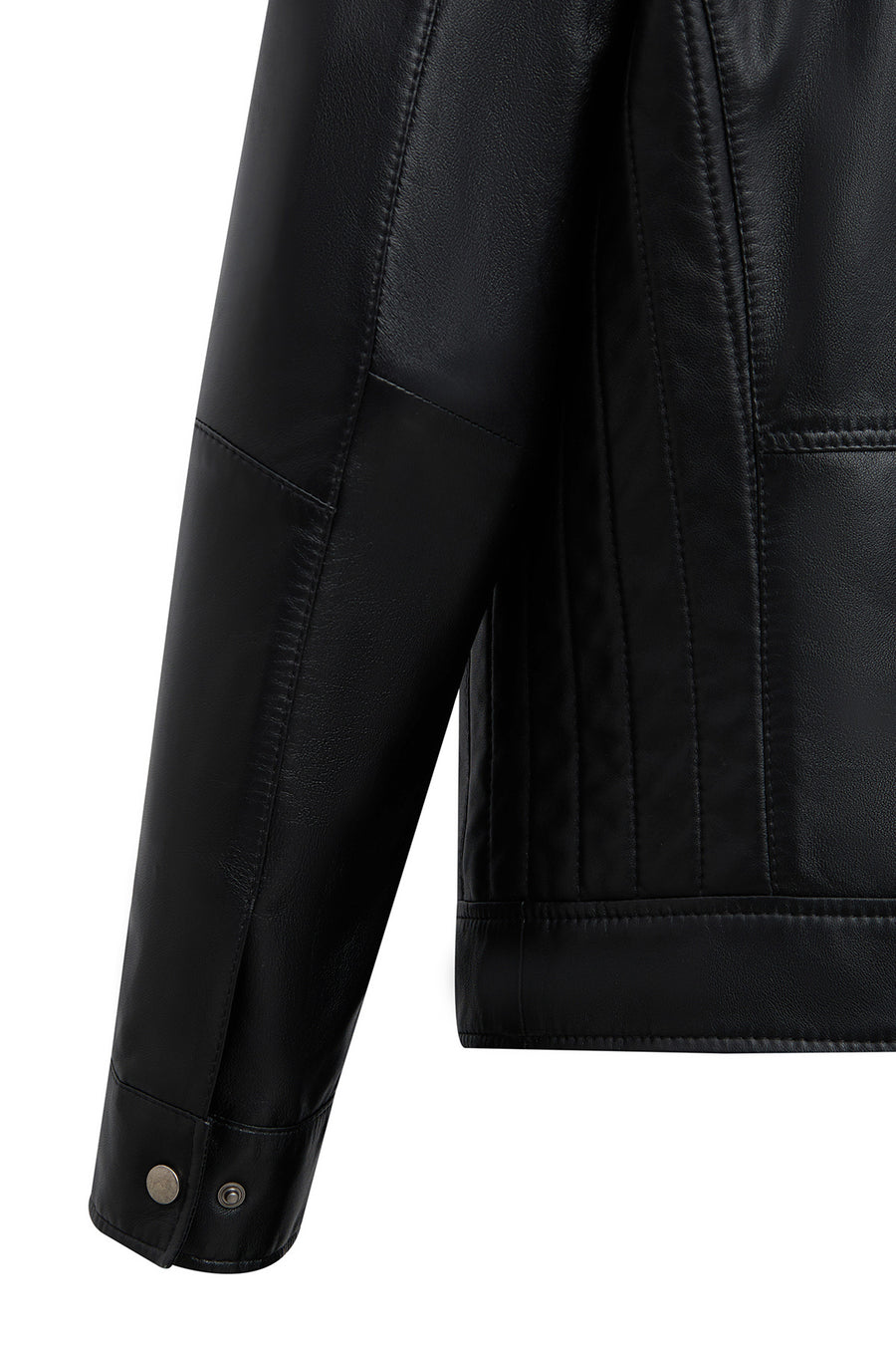 Elton Men's Black Turn-Down Collar Leather Jacket