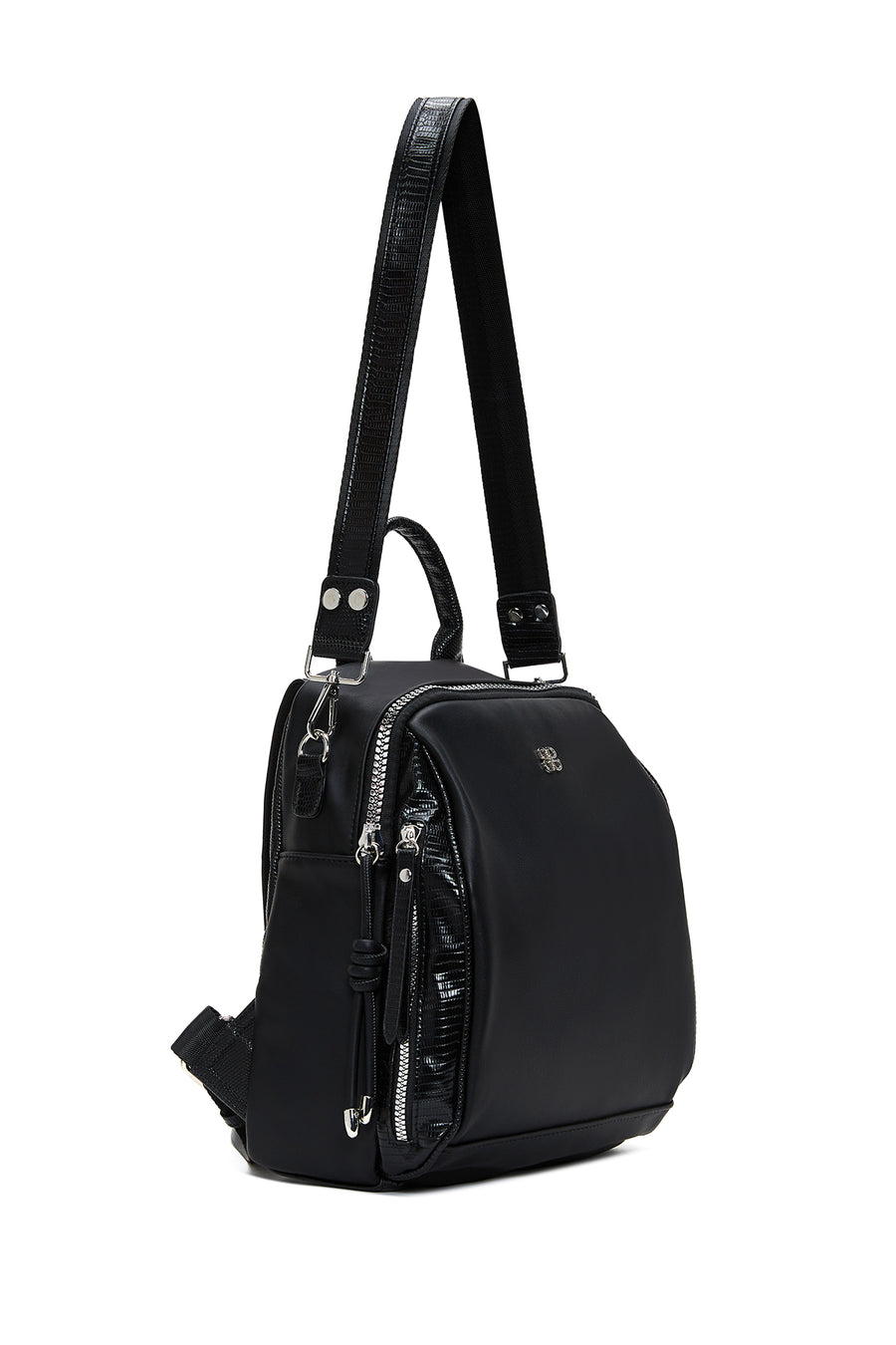 Woman Black Long-Strap Backpack