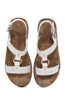 Women's White Ankle Strap Thick Soled Braided Sandals | Derimod