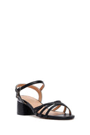 Women's Black Ankle Buckle Thick Heel Sandals | Derimod