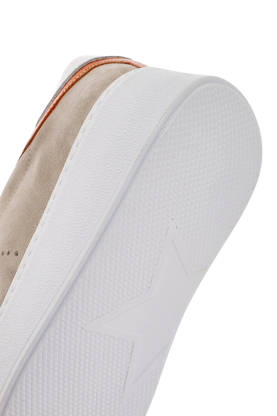 Women's Beige Lace-Up Chunky Sole Suede Leather Sneakers