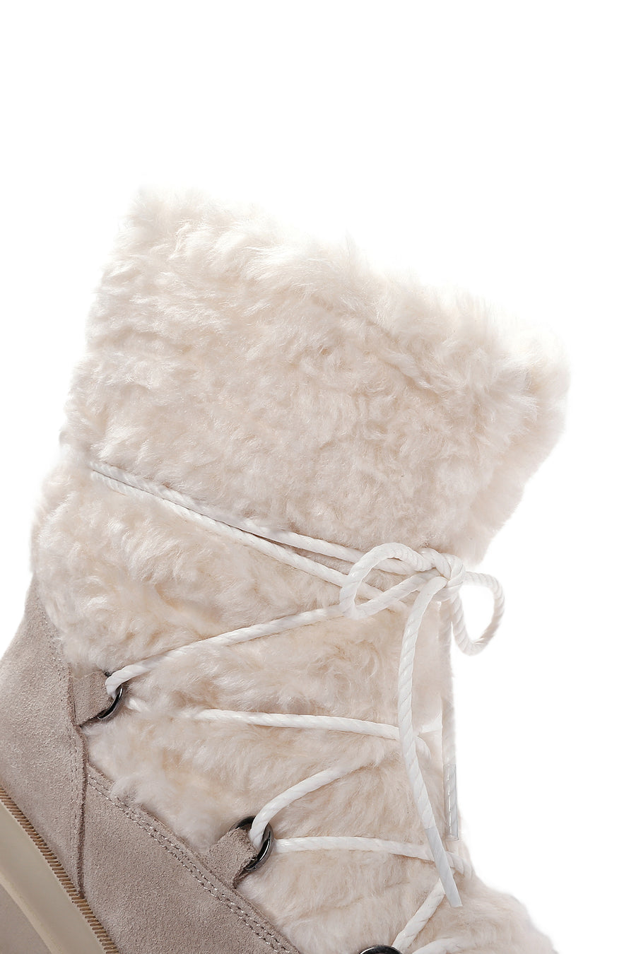 Women's Beige Plush Suede Leather Boots