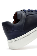 Erkek Lacivert Bağcıklı Kalın Tabanlı Deri Sneaker | Derimod