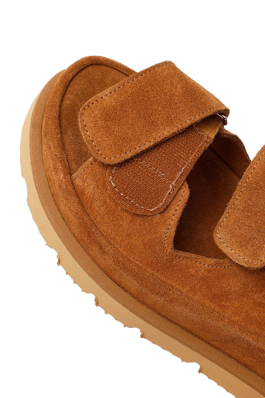 Woman Tan Strappy Thick-Soled Suede Sandal