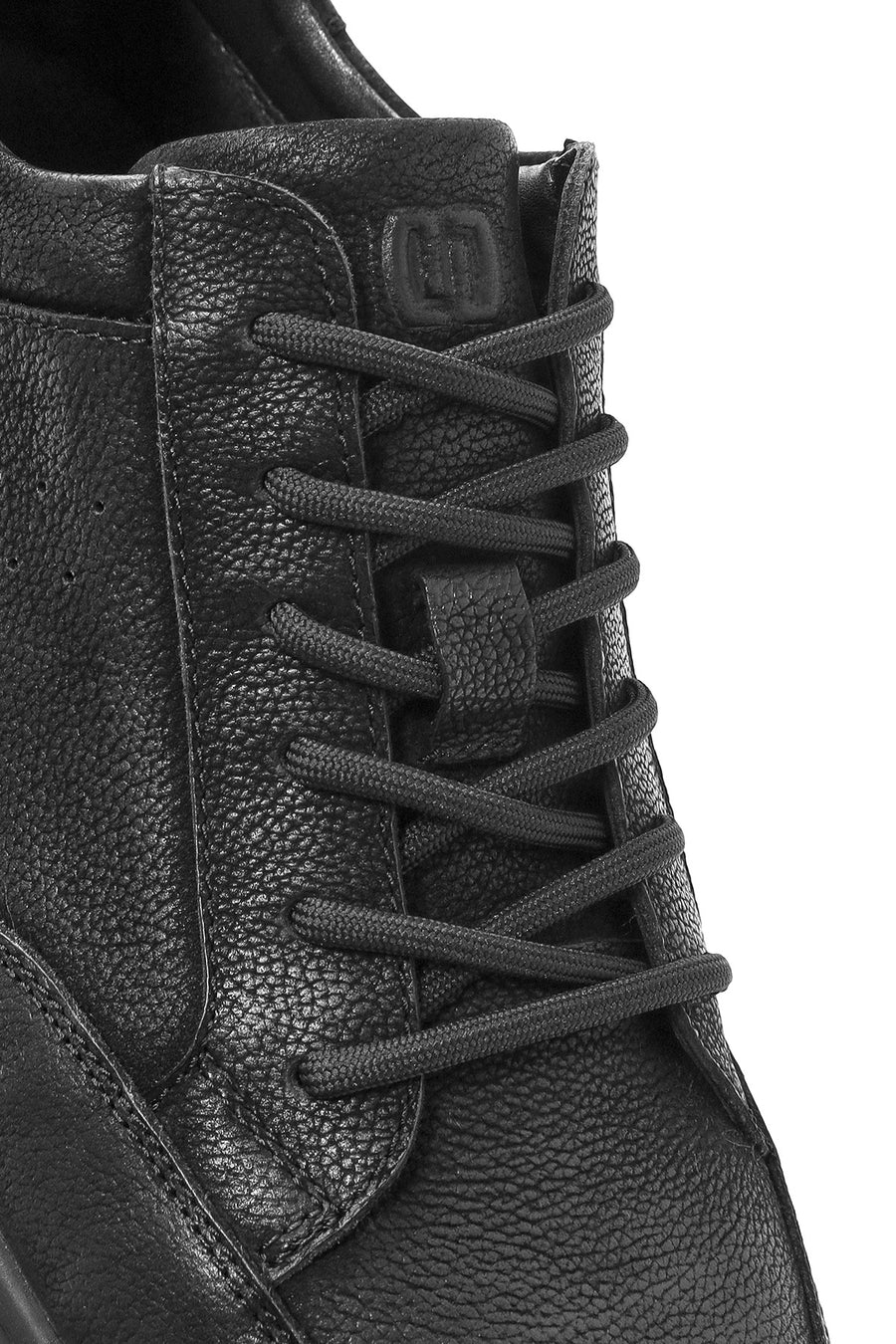 Men's Black Lace-Up Nubuck Leather Sneakers