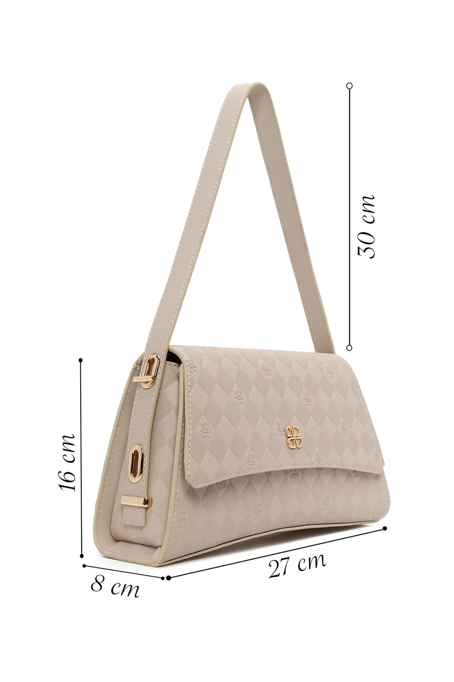 Woman Cream Printed Classic Shoulder Bag