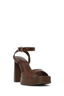 Woman Brown Platform Chunky High-Heeled Sandals | Derimod