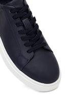 Male Navy Lace-up Leather Sneaker | Derimod