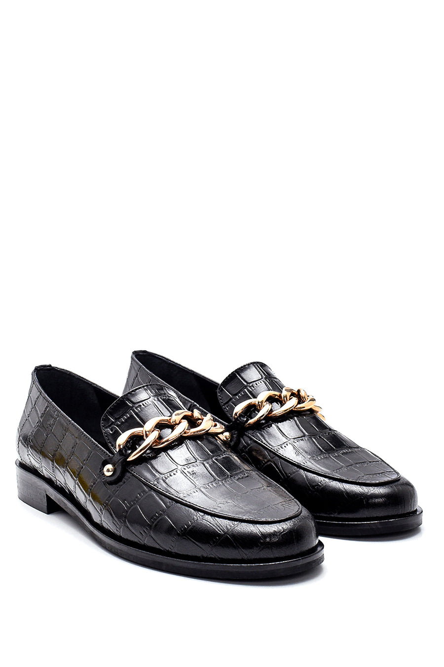 Kadın Deri Zincir Detaylı Loafer