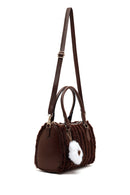 Woman Brown Long-Strap Accessorized Plush Shoulder Bag | Derimod
